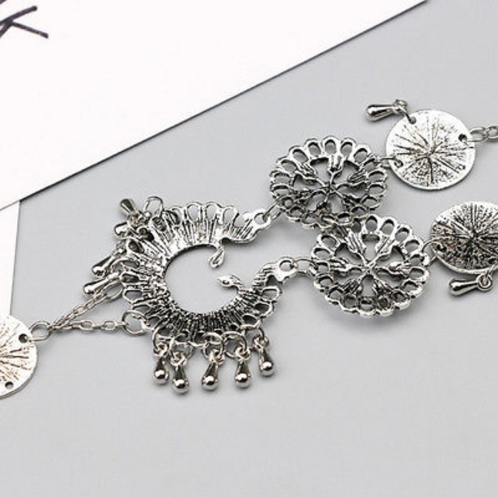 Pair of Bali Boho Silver Barefoot Sandal Anklets - Picture 5 of 5